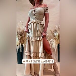 Chic Prairie Beige Maxi Skirt